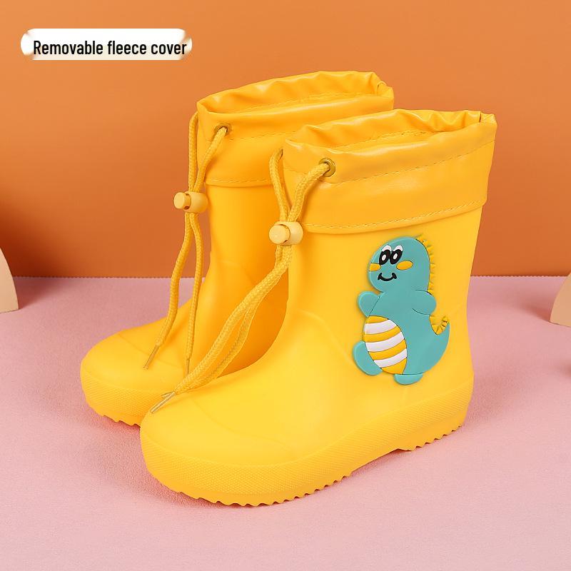 Feng Qing Fan Kids' Waterproof Rain Boots with Non-slip Sole and Elastic Cuff - Cartoon Design for Toddlers