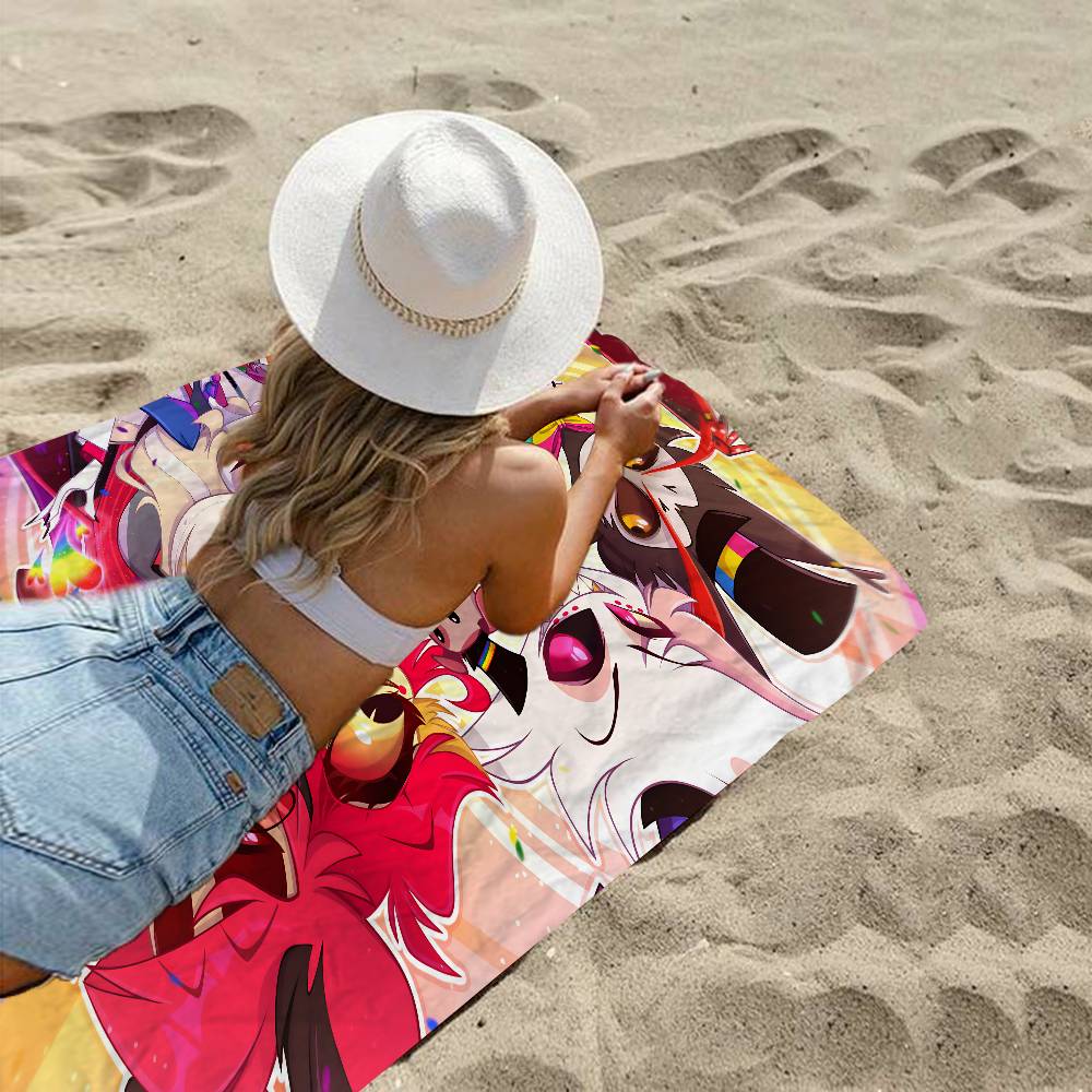 Popular Anime el H-Hazbin Bath Towel Microfiber Soft Water Absorbing Breathable For Kids Decorative Cartoon Beach Towel