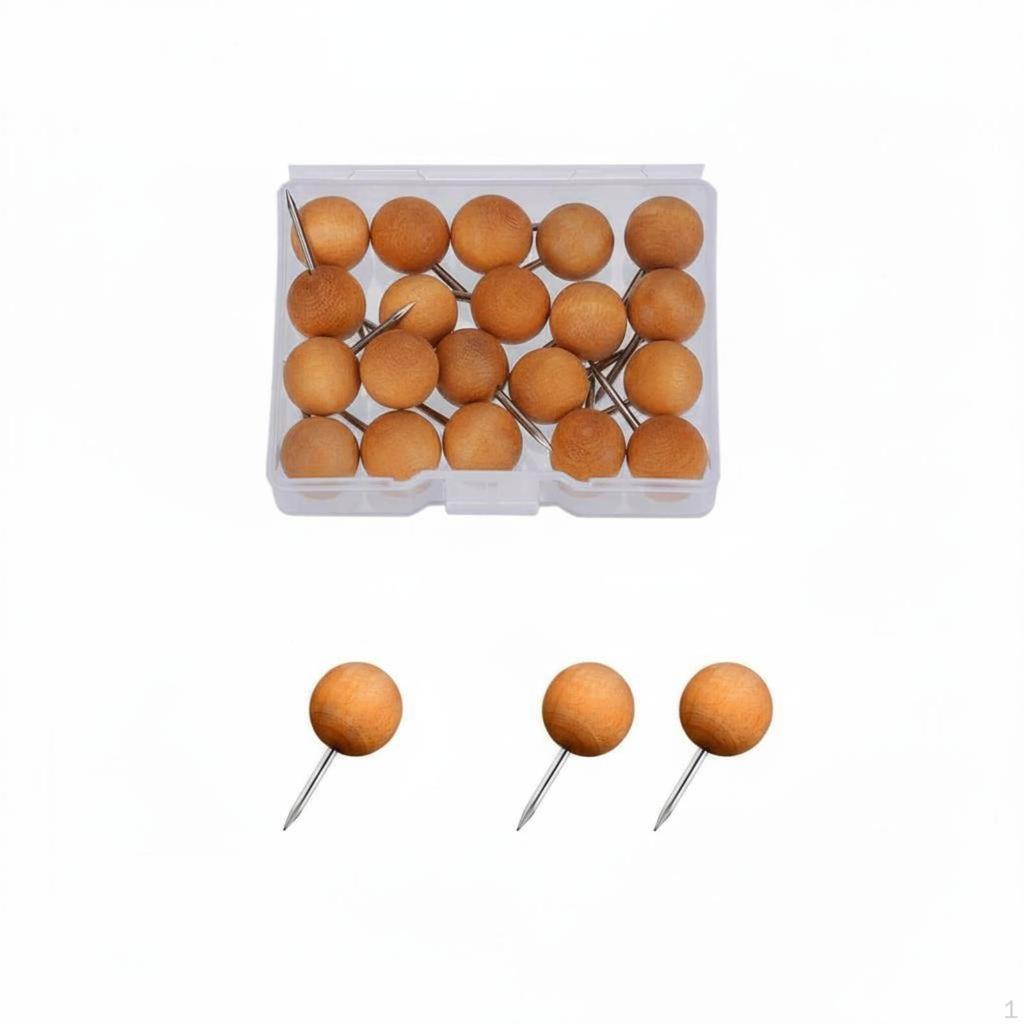 Decorative Drawing Pins Assorted Shapes Wooden Push Easy to Insert Head Thumbtacks for