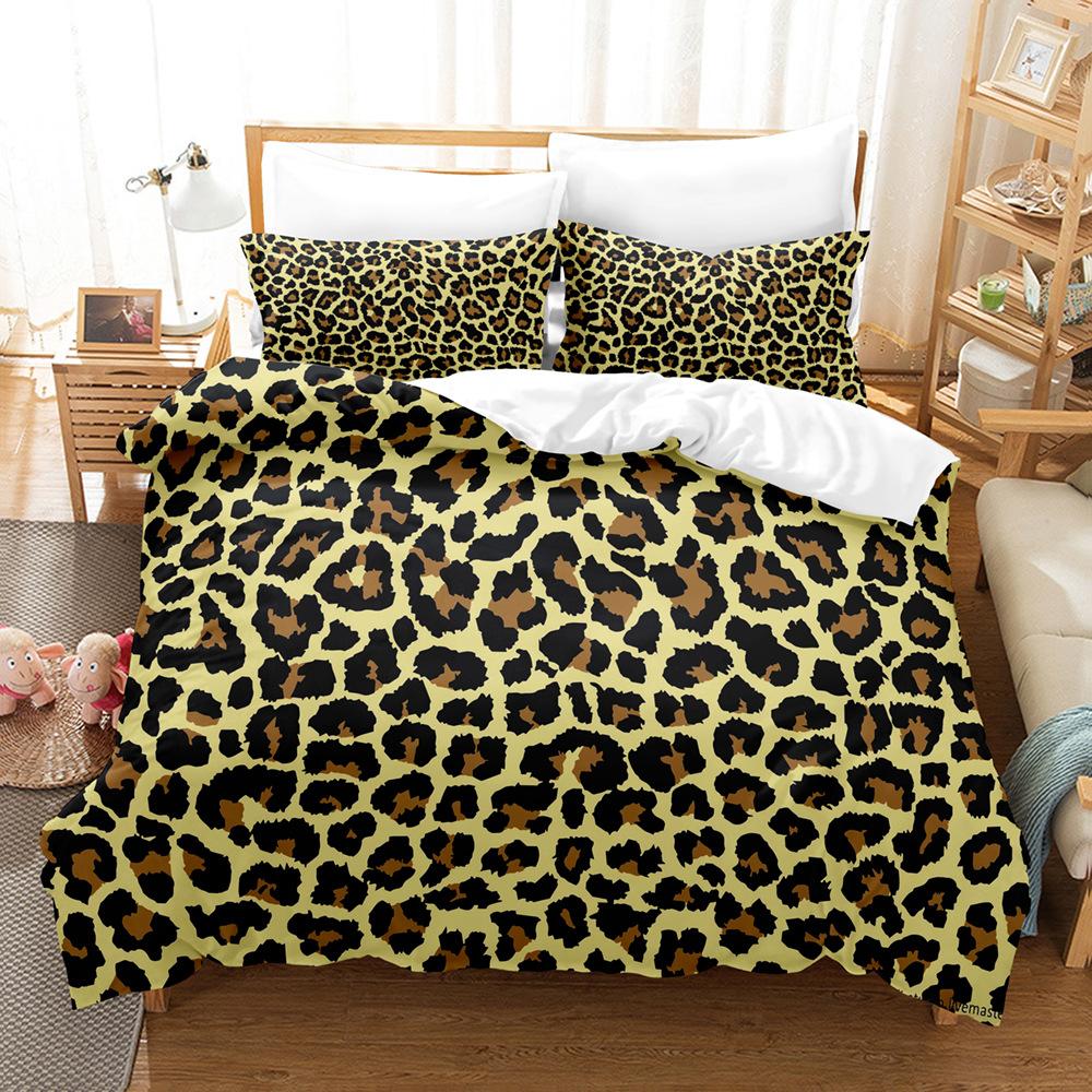 3D Digital Printing Leopard Print Series Three-Piece Set To Print Bedding Kit