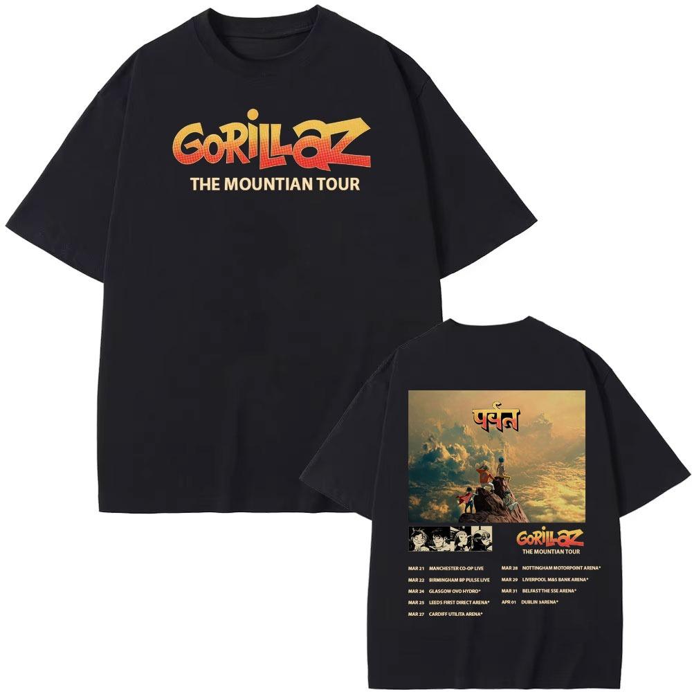 Gorillaz Band Tour 2026 Maglietta Uomo Donna Stampa The Mountian Moda Hip Hop Classica Manica Corta Maglietta 100% Cotone Girocollo Top