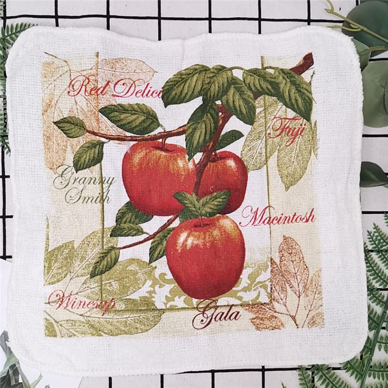 1Pc Small 20x20cm Square Cotton Terry Printed Towel European American Pastoral Flowers Absorbent Kitchen Dishcloth