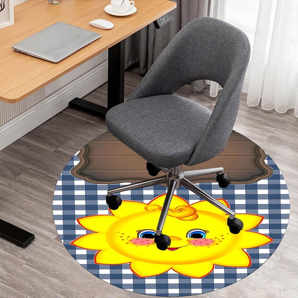 

1pc sunshine picnic Round Chair mat office Area Rug - Non-Slip, Floor Mat for Office, Bedroom, and Indoor Decor p127151 80cm by 80cm