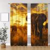 2-Panels African Kenyan Elephant Decorative Curtains   Semi Transparent Without Lining   Durable Polyester Fiber Curtains