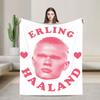 Smug Haalands Face Blanket Soccer Football Fleece Novelty Soft Throw Blankets for Bed Sofa SpringAutumn
