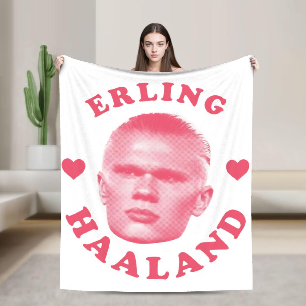 Smug Haalands Face Blanket Soccer Football Fleece Novelty Soft Throw Blankets for Bed Sofa SpringAutumn