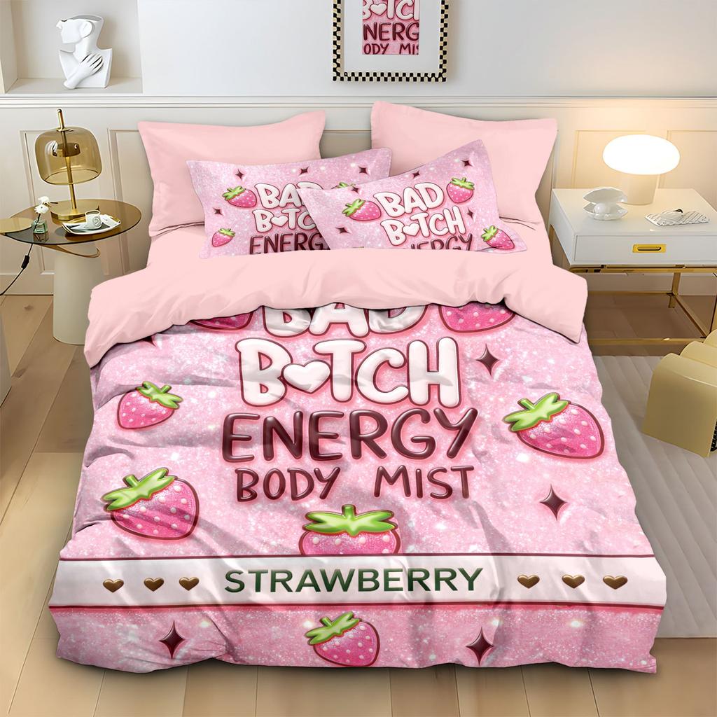 E-Commerce Supply Bed Three-Piece Set 90G Polished Pillowcase Quilt Cover Christmas Sparkling Water Digital Printing Bedding