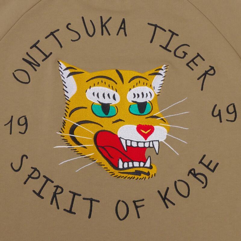 ONITSUKA TIGER Logo Animal Pattern Embroidered Casual Crew Neck Pullover Sweatshirt Unisex Sweatshirt Dark-Khaki 2183B182-250