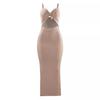 Summer Knitted Suspender Elegant Dress European and American Women's Clothing Backless Neck Sleeveless Female Sexy Style Spice Girls