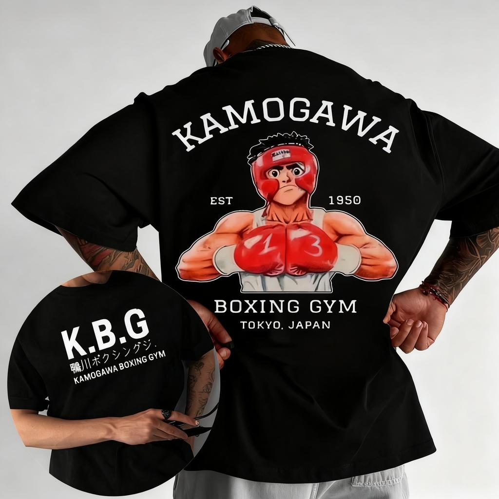2025 Sommer Anime Hajime No Ippo Kamogawa Boxstudio 100% Baumwolle Nach T-Shirt Herren Makunouchi Takamura KGB Kleidung Streetwear