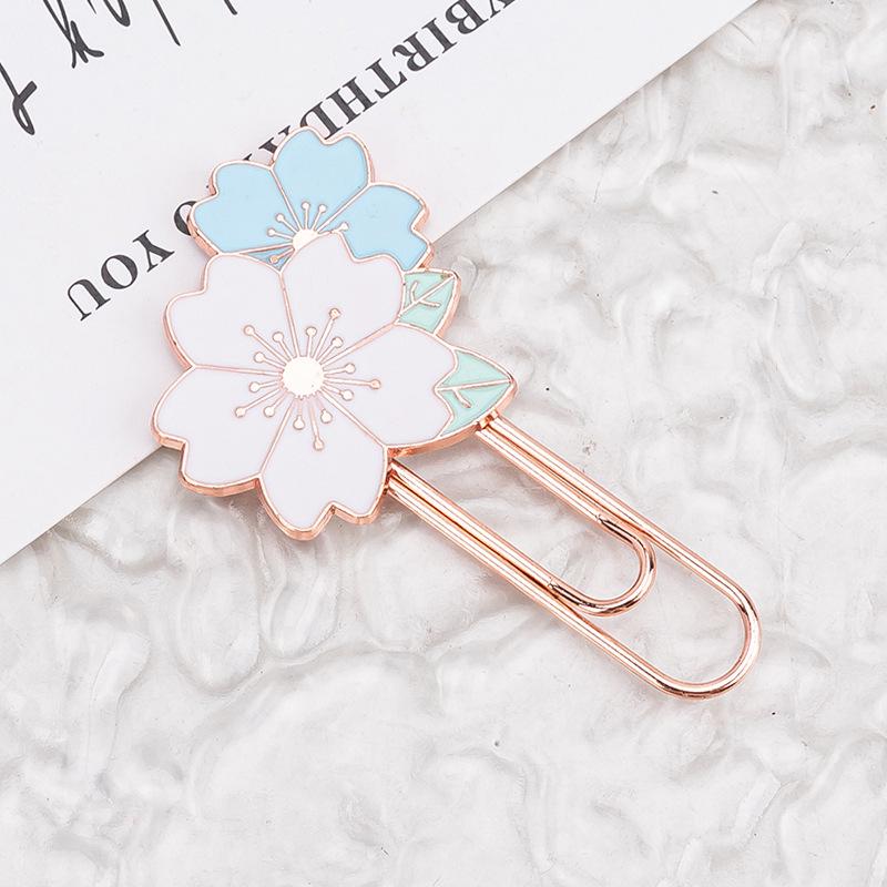 Cherry Blossom Shaped Paper Clips - Cute Heart Bookmarks for Students & Planners синий/белый