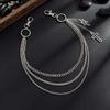 KunJoe Goth Punk Jesus Cross Pendant Waist Chain Jeans Accessories Men Vintage Versatile Multilayer Metal Pants Chain Male Gift