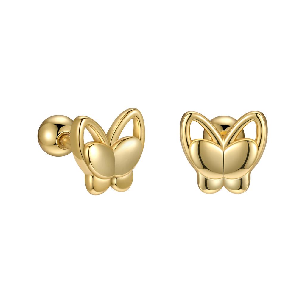 Authentic 925 Sterling Silver Stud Earrings for Women Cute Double Layered Hollow Butterfly Earrings Wedding Engagement Jewelry