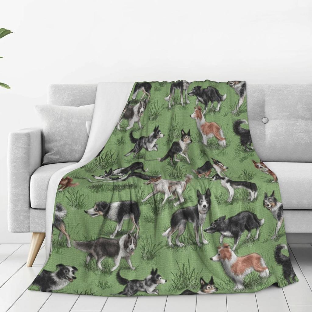 Border Collie Dog Blanket Soft Warm Flannel Throw Blanket Plush for Bed Living Room Picnic Travel Home Couch