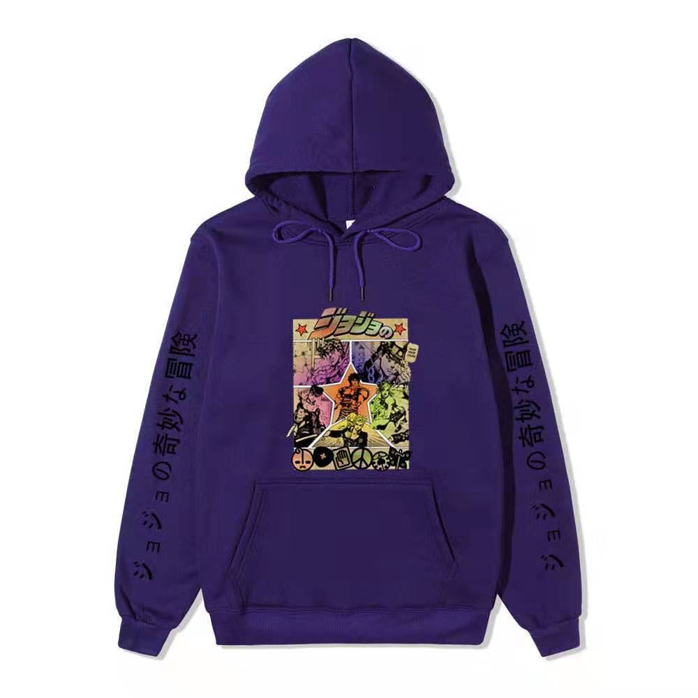 JoJo Bizarre Adventure Hoodie Unisex Fleece Sweatshirt Color Manga Print Autumn Winter Pullover