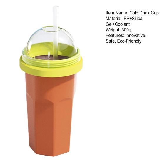 Silicone Slushie Cup with Lids Straws Portable Freezing Smoothie Cup BPA-free Cold Drink Cup for Juices Ice Cream Kids
