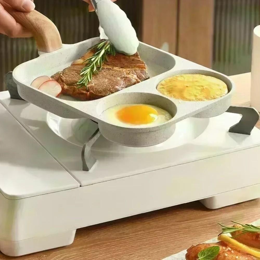 Multi-Section Egg Frying Pan Non Stick Cookware Breakfast Frying Pan  Efficient Cooking