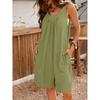Summer New Solid Color V-neck Loose Pocket Sleeveless Jumpsuit