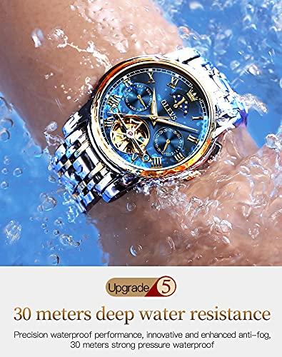 OLEVS Men's Automatic Watch, Stylish Mechanical Wristwatch, Father's Day Gift, Popular Business Watch, Luminous, Cool, Waterproof, Fashionable, Date D