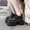 Fashion 10CM Heels Women's High Platform Leather Shoes New 2025 Autumn Chunky Sneakers Female Lace-up Loafers Walking Shoes Woman