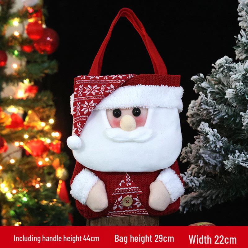 Christmas Candy Bags with Santa Claus Design, Imitation Linen Gift Bags for Holiday Decor