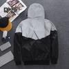 Men Autumn Windbreaker Hooded Drawstring Long Sleeve Reflective Color-Blocked Jacket Coat Zipper Placket Pockets Street Style Outwear