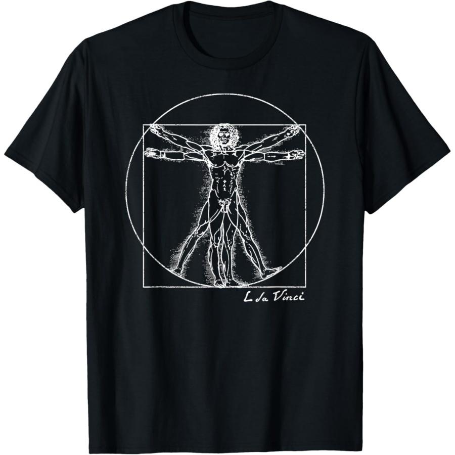 

Vintage Vitruvian Man By Leonardo da Vinci Famous Artist T-Shirt XXXXXL чёрный
