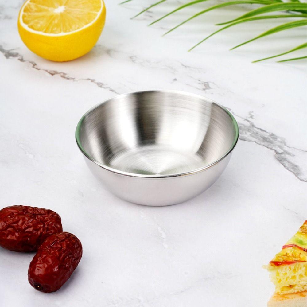 2pcs Thickened Dip Sauce Dish Stainless Steel Snack Dish Tableware Seasoning Dish  Dining Table
