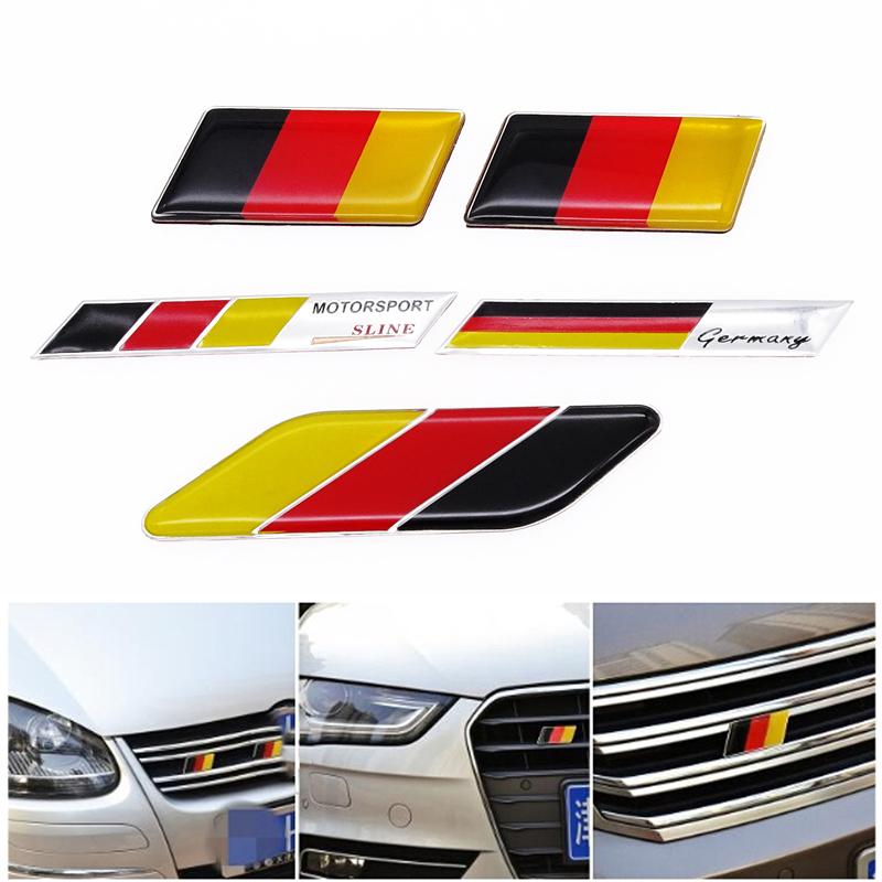 Universal Car Sticker German Flag Emblem Badge Emblem Deutsch Bumper Front Decoration Grille Auto Decal For Benz VW Golf