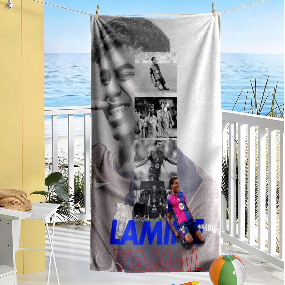 Lamine Yamal Barcelona Player Celebrates Victory Beach Towel Quick-Dry Soft Microfiber Comfortable Lightweight