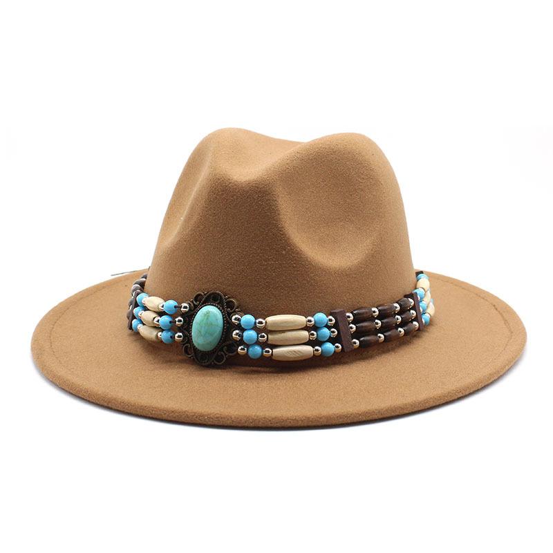 Jazz Hat Woolen Imitation Wool Felt Hat Neutral Versatile Top Hat Men'S And Women'S Cowboy Hats