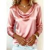 New Arrival: Versatile Spring/Autumn Commuter-Style Loose-Neck, Flowing-Fit Long-Sleeved Base Layer Shirt for Women