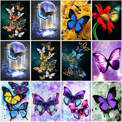 5D DIY Diamond Painting Butterfly Full Round Drill Diamond Embroidery Animals Cross Stitch Rhinestone Mosaic Home Decor Gift