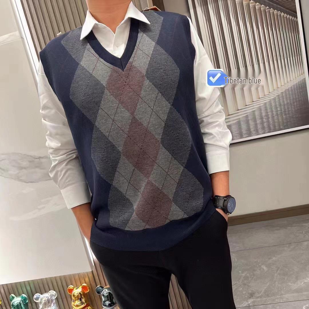 

Men s Warm V-Neck Sleeveless Knit Sweater Vest for Middle-aged and Elderly XL