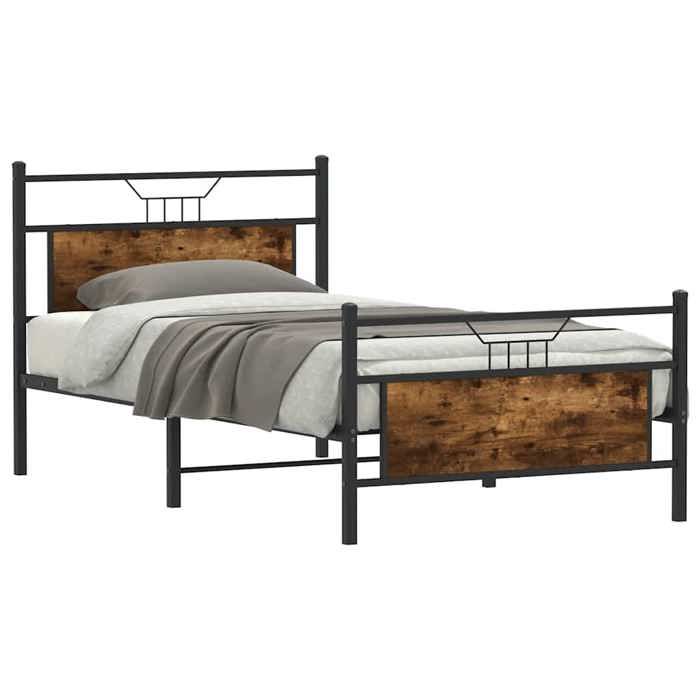 VidaXL Cadre de lit sans matelas chêne fumé 100x200 cm bois ingénierie 4106756