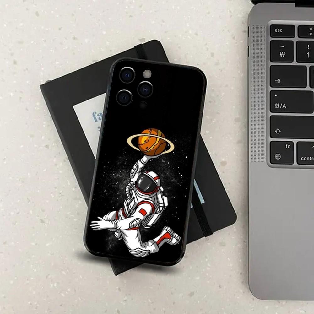 Space Astronaut Cartoon Phone Case For Apple iPhone 15,14,13,12,11,Pro,X,XS,Max,XR,Plus,Mini Soft Black Cover iPhone13