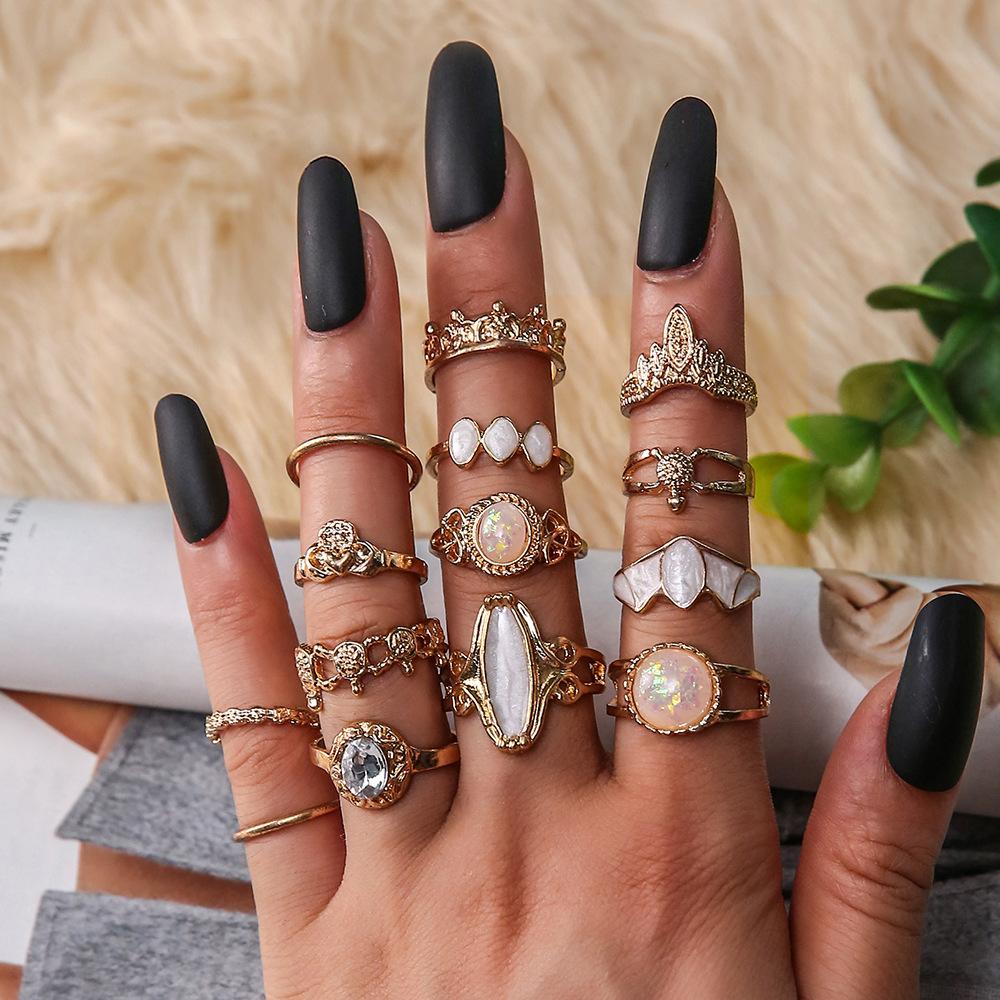 

Vintage Carved Starry Sky 14-piece Combination Ring Set 11