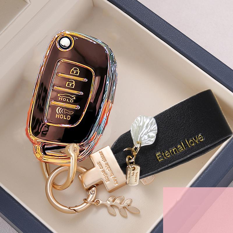 4 Buttons Tpu Car Flip Folding Key Case Cover Shell For Hyundai Sonata Santa Fe 2013 Gls Protector Holder Fob Accessories