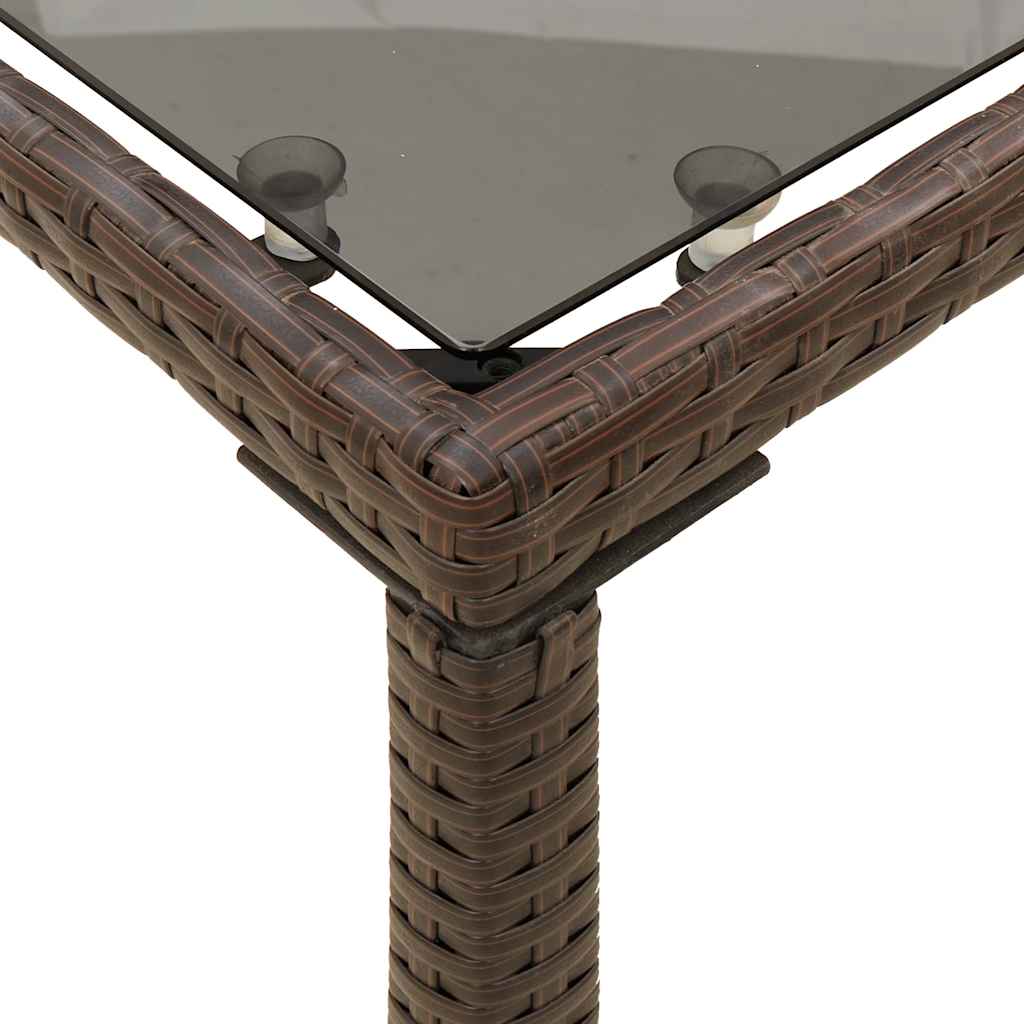 5 Piece Outdoor Dining Set with Cushions Brown Poly Rattan