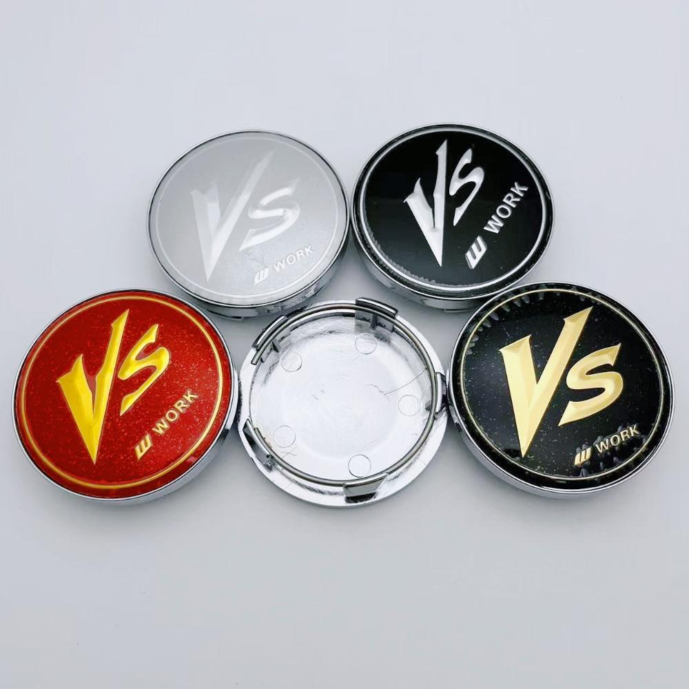 4pcs 58MM (I.D 54MM) VS W Work Logo Emblem Car Wheel Center Caps Car Accessories for Wheels Rim Hub Hubcaps Cnetre Cover Replace