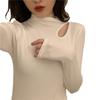 Women's Semi High Neck T-shirt Women's Autumn and WinterSlim Fit Top Long Sleeved T-shirt