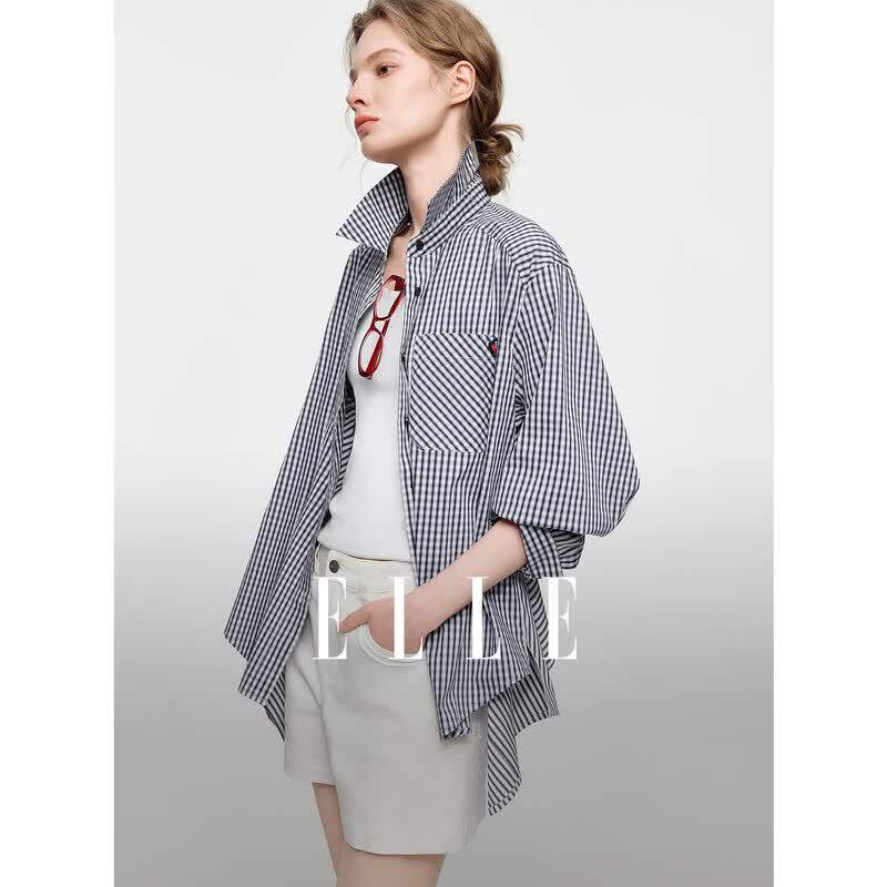 ELLE Vintage Plaid Long Sleeve Shirt L