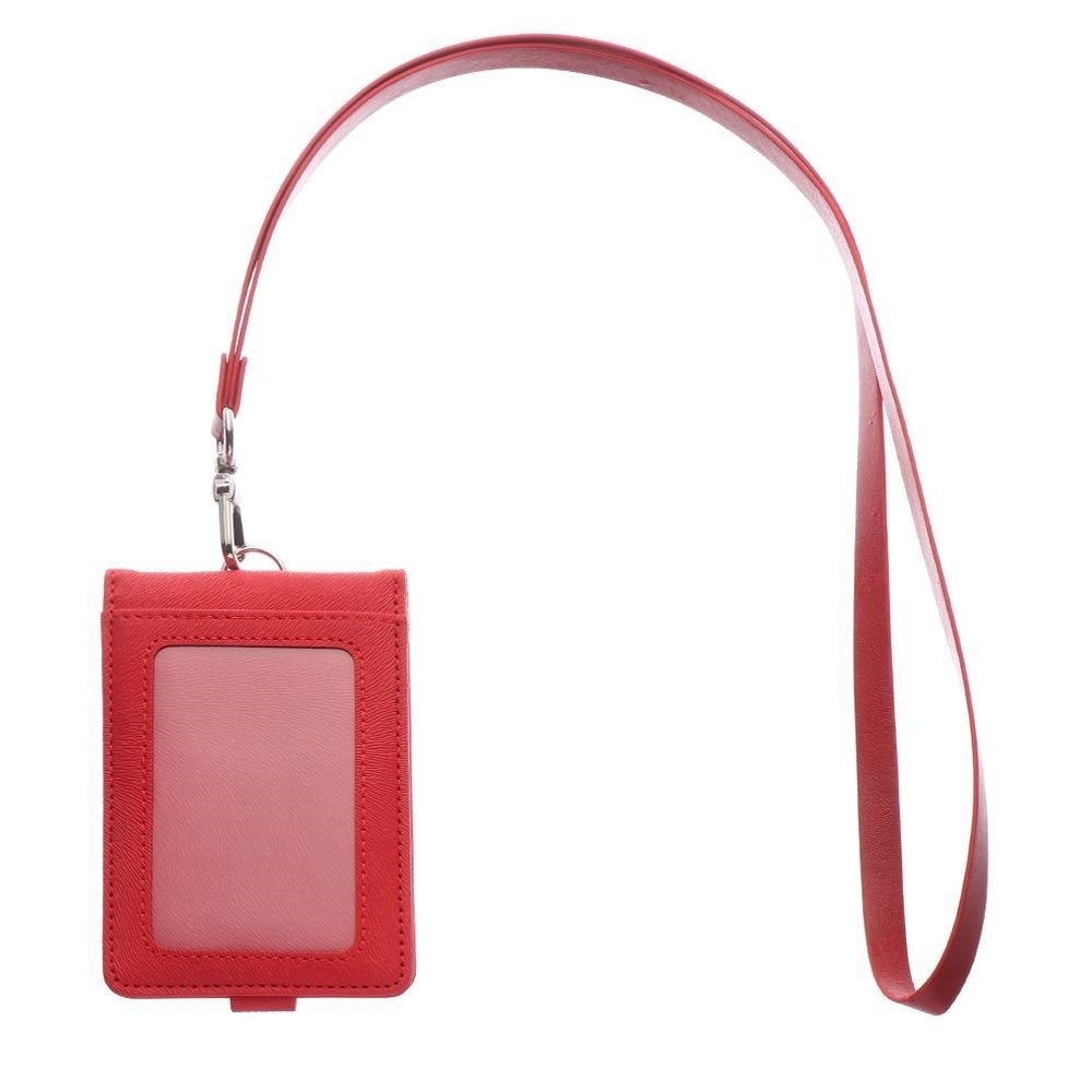 PU Leather Name Badge Holder With Lanyard ID Card Cover Work Card Holders  School Acsesories