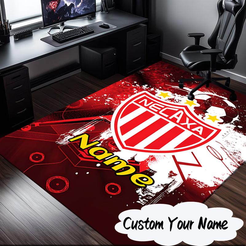 Custom Name NECAXA Team Crest Design Rug for Living Room, Game Rooms, Office, Bedroom, Floor Mat Playful Design, fan gifts Christmas decor