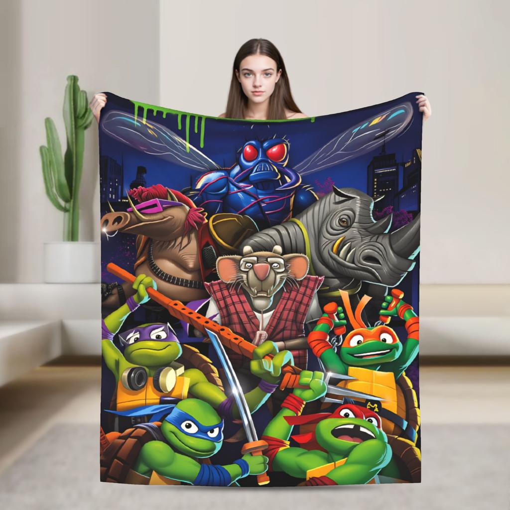 Comic Warm Soft Blankets T-Tmnts Character Decorative Plush Bedding Throws Funny Home Decor Flannel Bedspread Sofa Bed Cover