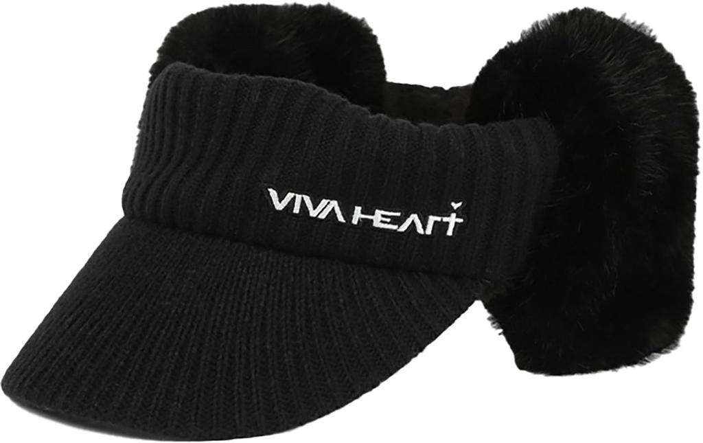 Viva Heart 01352060 Golf Hat, Knit Visor with Earmuffs, Women's, Black