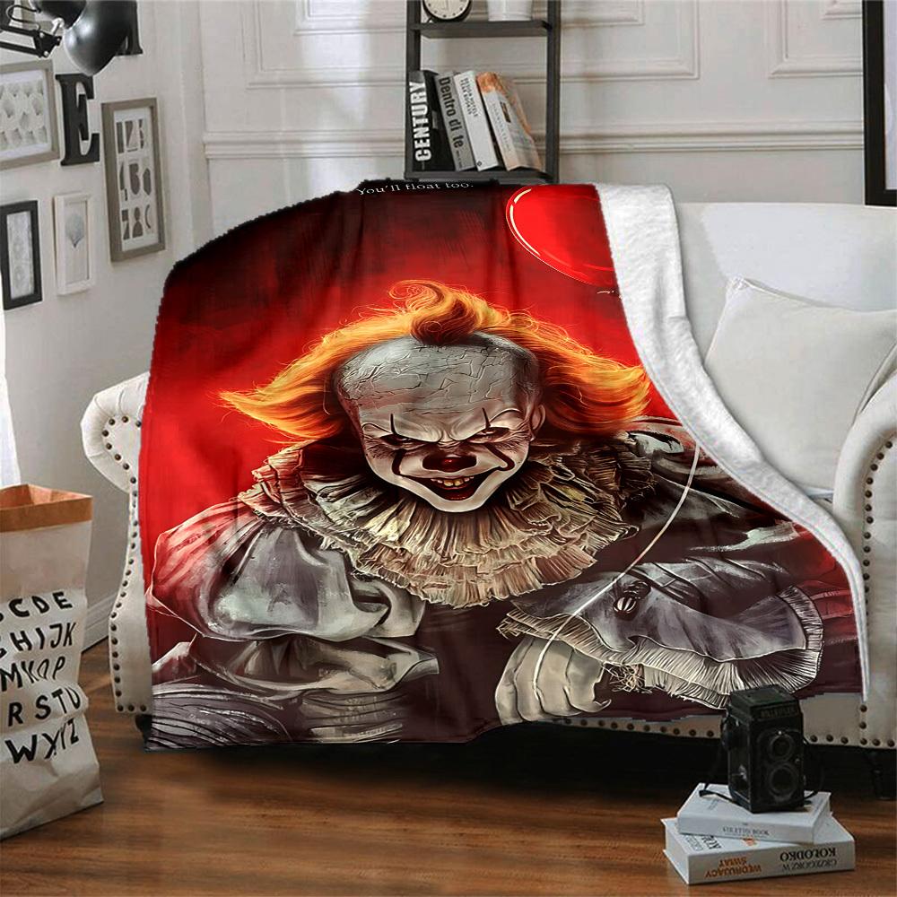 1 Stück It "Clown" Flanell-Kuscheldecke - HD-Druck Leicht Weich Warm Ganzjahresdecke für Sofa, Bett, Reisen, Camping 014