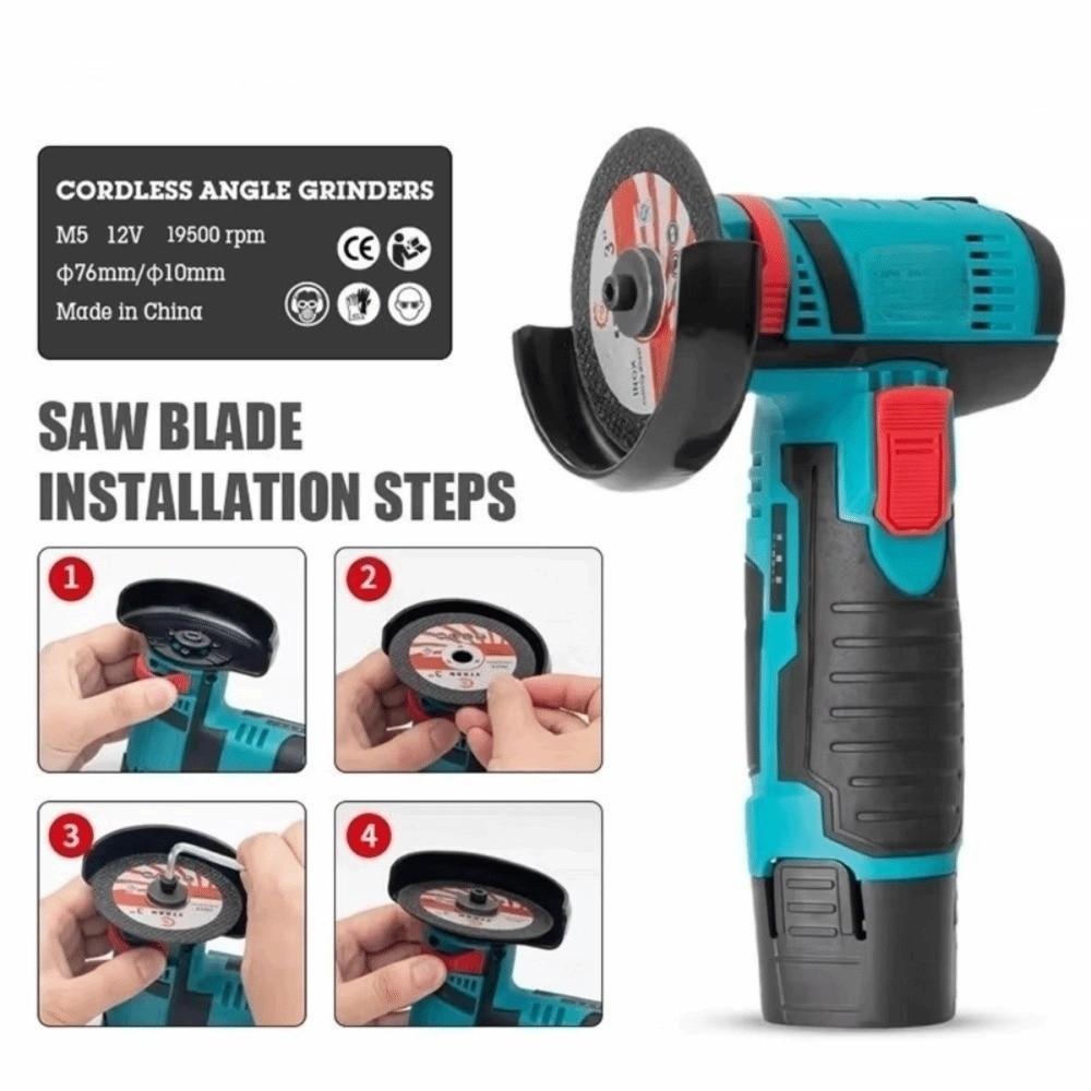 Electric Mini Angle Grinder 12V Cordless Cutting Machine Handheld Multi Functional Polishing Machine DIY Brushed Cutting