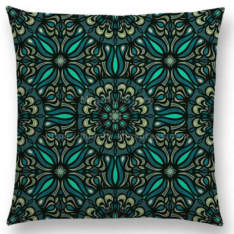 Boho Colorful Flowers Abstract Ethnic Floral Pillow Case Mandalas Pattern Design Vintage Patchwork Retro Cushion Cover