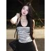 American irregular niche sexy hollow low-cut neck strap exposed navel bottoming vest female pure desire style design sense